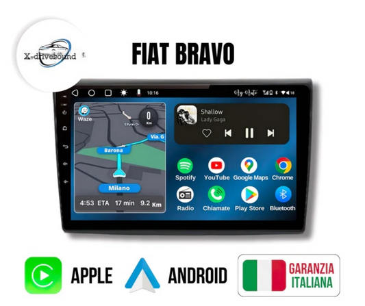 Fiat Bravo (2007/2013) | 9 pollici | Mascherina Inclusa - Autoradio 2 Din Android auTouch | Navigatore GPS + Bluetooth +  - 8-256gbto + Carplay / Stereo