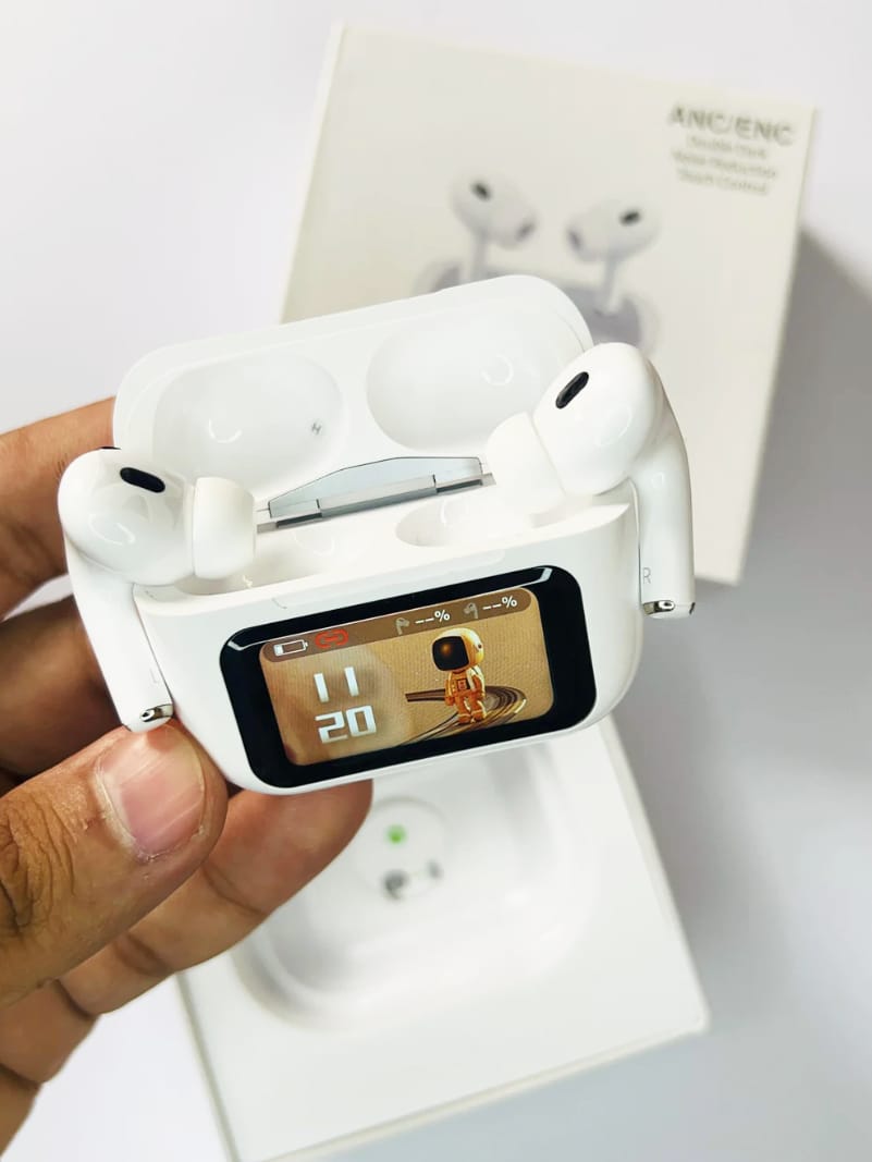 AirPods A9 Pro Smart LCD Touch Screen Auricolari Touch Screen A Colori Con ANC + ENC Auricolare Bluetooth Con Cancellazione Attiva Del Rumore