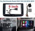 Adattatore Autoradio Cornice Stereo per Fiat punto evo  con Kit Fissaggio - Grigio schermo 9''-Comandi al volante