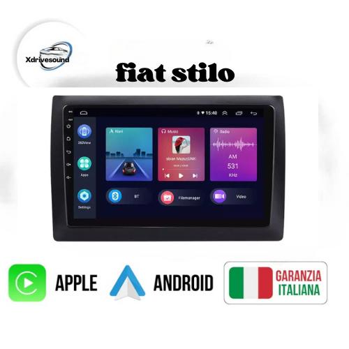 Fiat Stilo 2002-2010 CarPlay Android Auto 9'' GPS USB WI-FI Bluetooth 4G LTE + DAB+CAVETTERIA ORIGINALE+RETROCAMERA