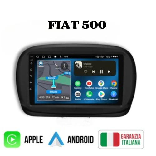 Per Fiat 500 2016-2022 Carplay Android 13.0 con 4-64 GIGA Autoradio GPS NAVIGATORE SATELLITARE FM SWC Radio