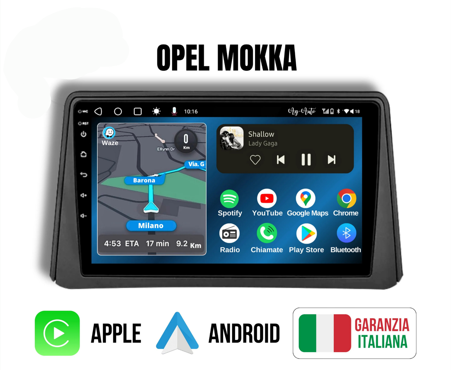 Opel Mokka  | 9 pollici | Mascherina Inclusa - Autoradio 2 Din Android auto + Carplay 8-256 Giga