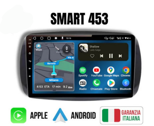 Smart 453 Fortwo (2014/2020) | 9 pollici + Mascherina Inclusa - Autoradio 2 Din Android auto + Carplay / Stereo Touch 4/64gb | Navigatore GPS + Bluetooth + Wifi
