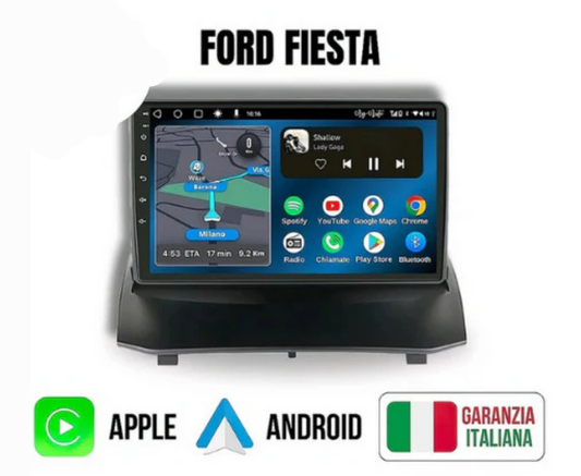 Ford Fiesta/c-max  (2009/2017) 9 pollici + Mascherina Inclusa Autoradio 2 Din Android auto 4GB RAM - 64GB ROMCarplay / Stereo Touch | RETROCAMERA + CENTRALINA CANBAS PER COMANDI AL VOLANTE Navigatore GPS + Bluetooth + Wifi + USB