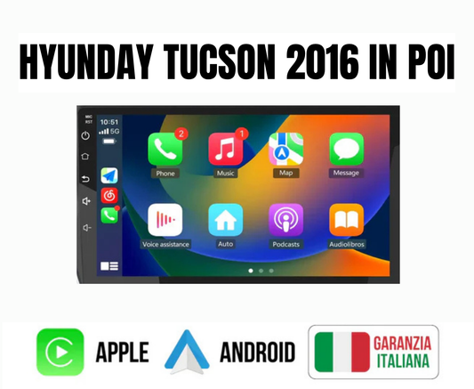 Hyundai Tucson 2016 in poi 7" pollici | Mascherina Inclusa - Autoradio 2 Din Android auto + Carplay 4-64GB