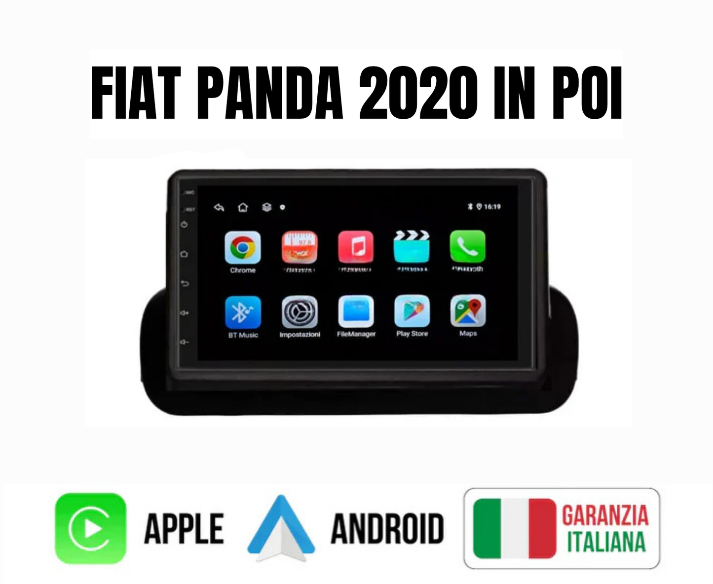 Fiat panda  (2020in poi ) | 7" Pollici - Mascherina inclusa - Autoradio 2 Din Android auto + Carplay / Stereo Touch 8/256gb | Navigatore GPS + Bluetooth + Wifi+ retrocamera