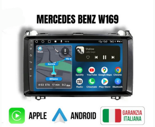Mercedes w169 (2004/2012) | 9 Pollici -  4-64 Giga con dab+ Mascherina inclusa - Autoradio 2 Din Android auto + Carplay / Classe A Stereo Touch 4/64gb | Navigatore GPS + Bluetooth + Wifi + centralina canbas per recupero dei comandi