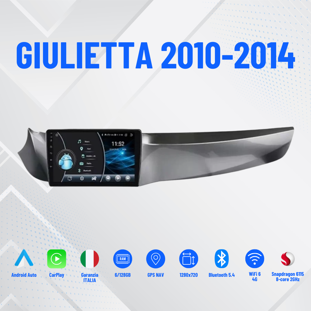 ALFA ROMEO Autoradio 9'' GIULIETTA 2010 in poi BLUETOOTH, USB PRESSEMBLATO PLUG&PLAY
