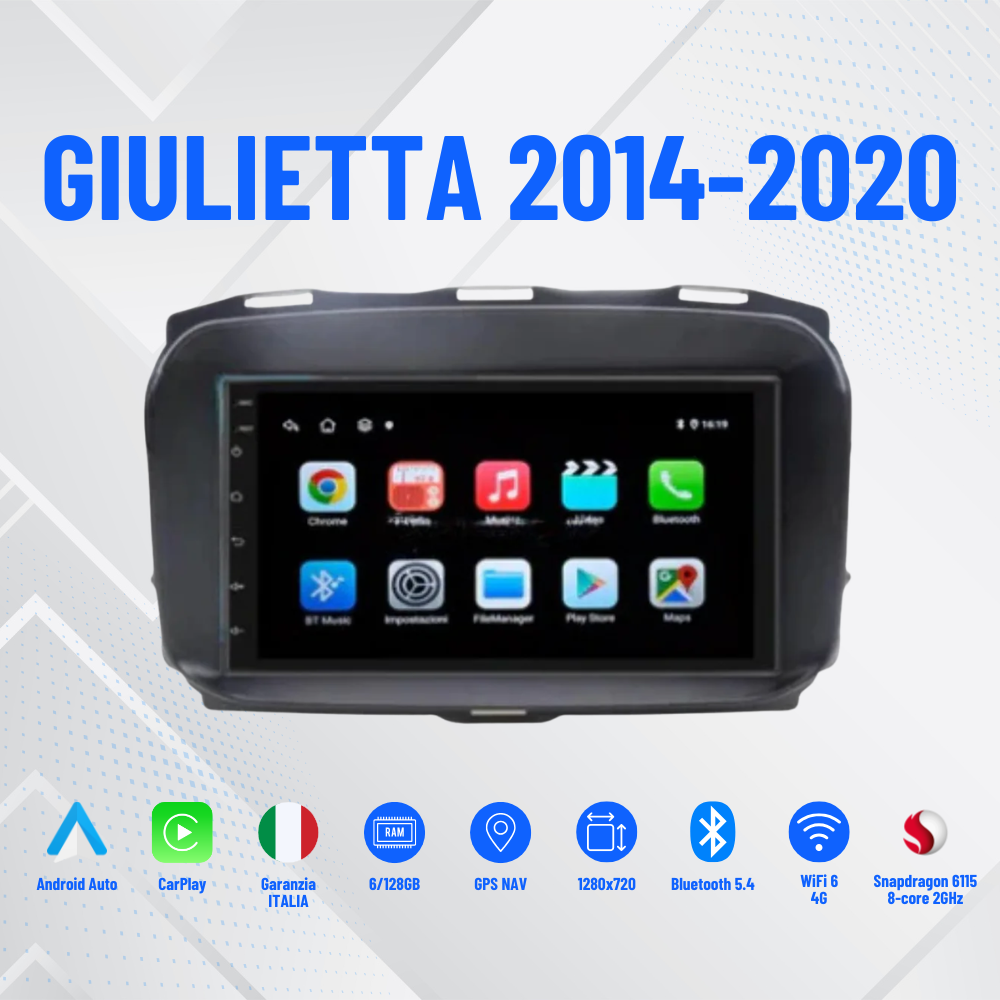 AlfaRomeo   Giulietta   7"   |   Dal   2014-2020   |   Android   |   Bluetooth   |   CarPlay   |   Android   Auto   | 4GB/6GB Ram + CENTRALINA CANBAS PER RECUPERI DEI COMANDI AL VOLANTE