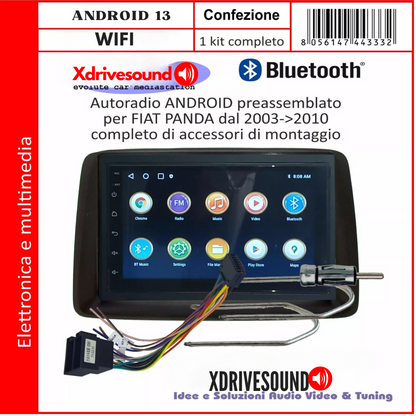 KIT AUTORADIO FIAT PANDA 2003- 2010 BLUETOOTH, USB, PRESSEMBLATO PER PLUG & PLAY