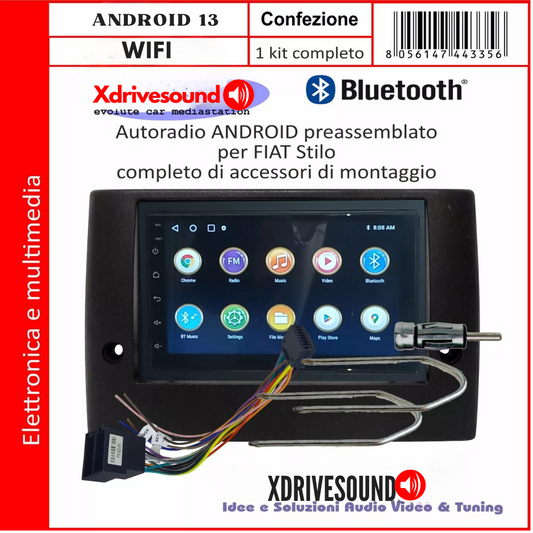 AUTORADIO 7" ANDROID 4-64 GIGA FIAT STILO STEREO CON BLUETOOTH USB - KIT PLUG & PLAY