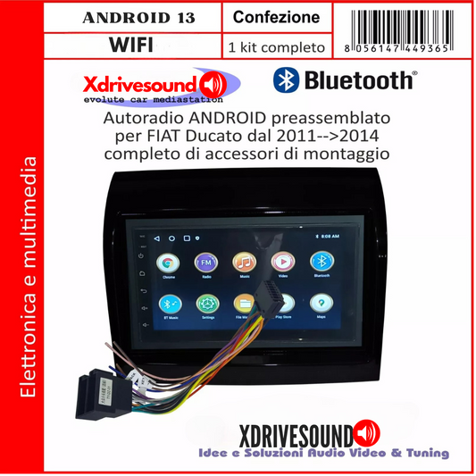 KIT RADIO 4-64 GIGA CITROEN JUMPER 2011 AL 2014, BLUETOOTH, USB, PREASSEMBLATO PLUG & PLAY