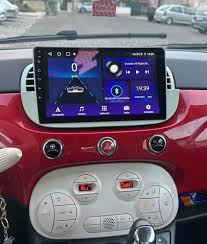 FIAT 500 -2007 -2015 9' POLLICI COMPLETA DI MASCHERINA E COMANDI AL VOLANTE  CARPLAY-ANDROID AUTO + RETROCAMERA