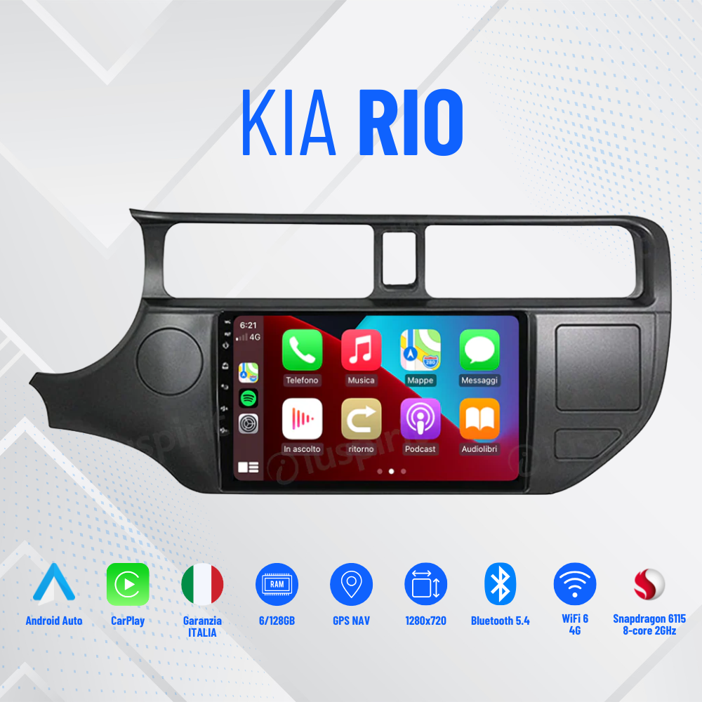 Kia Rio (2013 in poi) | 9 Pollici - Mascherina inclusa - Autoradio 2 Din Android auto + Carplay | 4/64gb - Stereo Touch/ Navigatore Gps + Bluetooth + Wifi