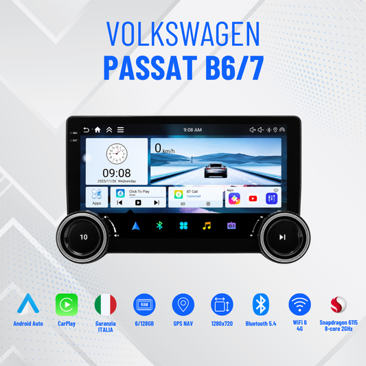 Passat b6/7 | 10.1”pollici - 4-64GB MASCHERINA INCLUSA Autoradio 2 Din Android auto + Carplay Stereo Touch | Navigatore GPS + Bluetooth + Wifi
