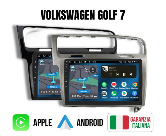 Volkswagen Golf 7 (2013/2017) | 10 pollici 4-64 GB - Mascherina Inclusa Autoradio 2 Din Android auto + Carplay / vw mk7 Stereo Touch | Navigatore GPS + Bluetooth + Wifi+canbas per recupero dei comandi al volante