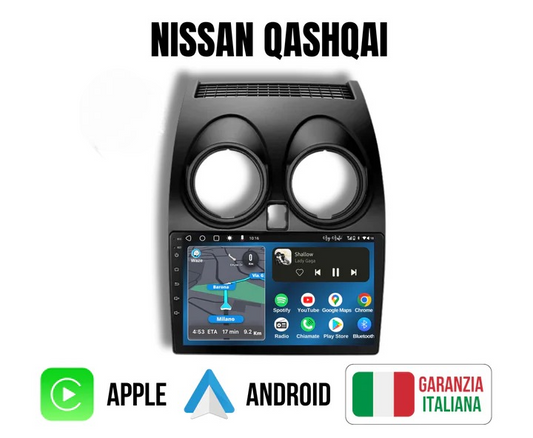 Nissan  Quasquai j10 (2006/2013) | 9 Pollici - Mascherina inclusa - Autoradio 2 Din Android auto + Carplay / Stereo Touch 4-64GB | Navigatore GPS + Bluetooth + Wifi