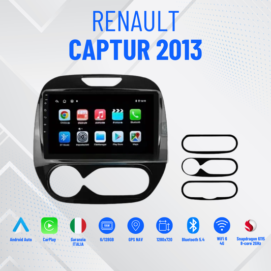 Renault captur 2013 | 9 Pollici - Mascherina Inclusa - Autoradio 2 Din Android Auto + Carplay / Stereo Touch 2/32gb | Navigatore GPS + Bluetooth + Wifi