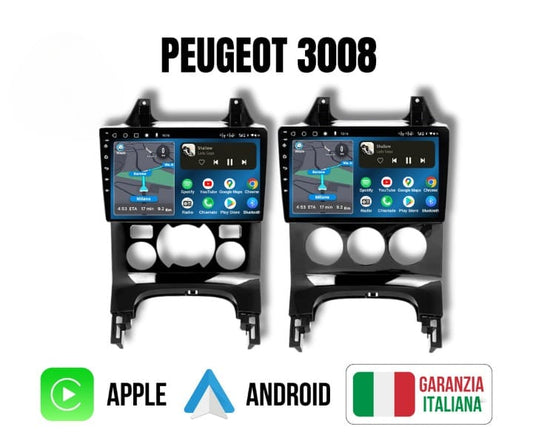 Peugeot 3008 (2009/2015) | 9 pollici - 2 Modelli Mascherina inclusi - Autoradio 2 Din Android auto + Carplay / Stereo Touch 4+64GB | Navigatore GPS + Bluetooth + Wifi
