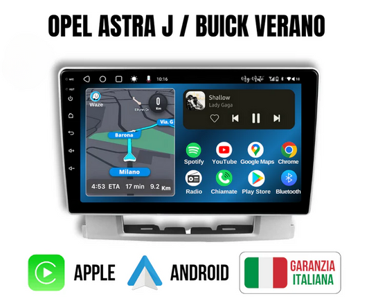 Opel Astra J/Buick Verano (2009/2015) - 9 pollici - Mascherina Inclusa - Autoradio 2 Din Android auto + Carplay | 4/64gb - Stereo Touch Navigatore Gps + Bluetooth + Wifi