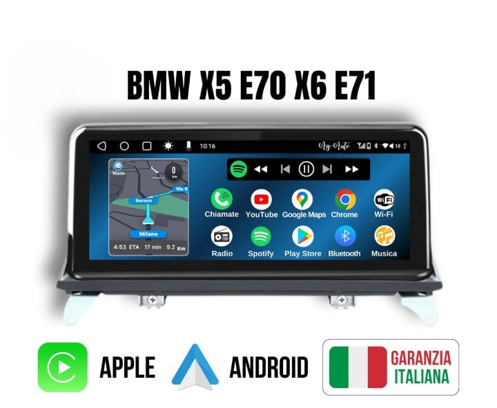 Bmw  x6 | 12.3 Pollici - Mascherina inclusa - Autoradio 2 Din Android auto + Carplay / Bmw e70 e71 Stereo Touch - 4/64gb Navigatore GPS / + Bluetooth + Wifi