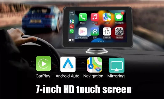 Autoradio portatile 7" Apple CarPlay Android Auto touchscreen auto FM Bluetooth+ RETROCMAERA in omaggio