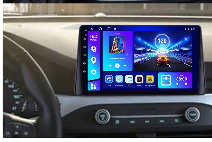 Ford focus 2017-2020  9" Pollici Android Autoradio GPS Navigazione/WiFi+Bluetooth, Sistema Multimediale Digitale Internet Touch Screen Da 1080P HD Per Auto, Fotocamera Posteriore,4-64giga+centralina canbas per recupero comandi al volante