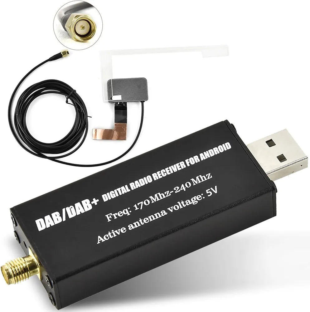 Adattatore, DAB + Antenna con Adattatore USB - Lettore Ricevitore Stereo per Autoradio Android Universale