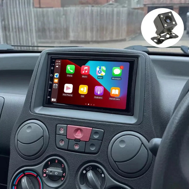 FIAT PANDA COMPLETO AUTORADIO SCHERMO 7'' POLLICI  ANDROID 13+ 4-64GB  MASCHERINA COMPLETO DAL 2003-2012