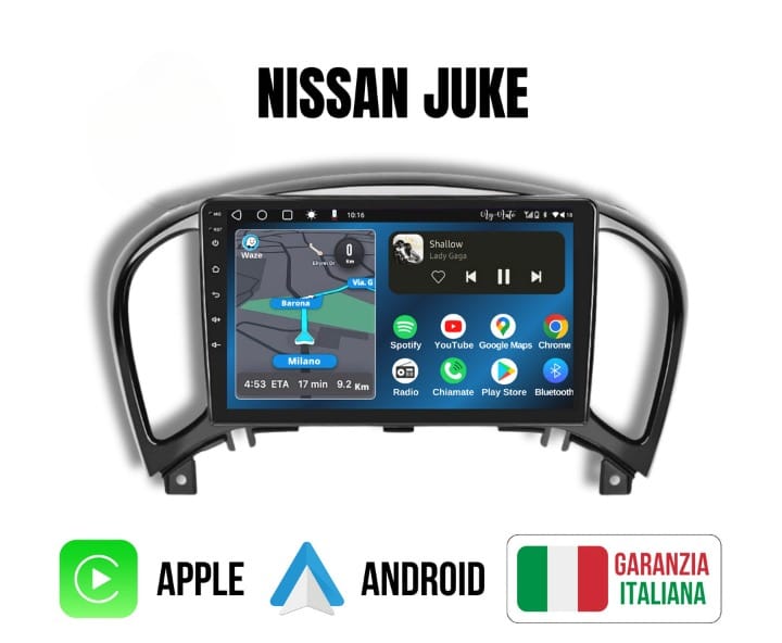 Nissan Juke (2010 in poi ) | 9 pollici - Mascherina Inclusa - Autoradio 2 Din Android auto + Carplay / Yf15 Stereo Touch 4/64GB| Navigatore GPS + Bluetooth + Wifi + microfono esterno
