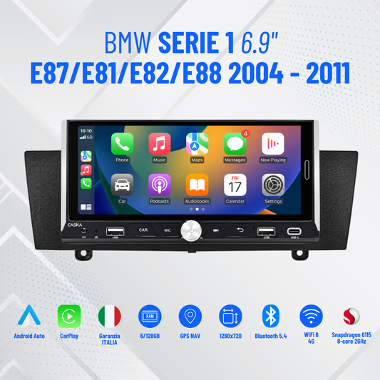 Autoradio per BMW Serie 1   6.9"   |   E87/E81/E82/E88   |   2004-2011   Android Bluetooth CarPlay  Android   Auto  4/64GB   Ram